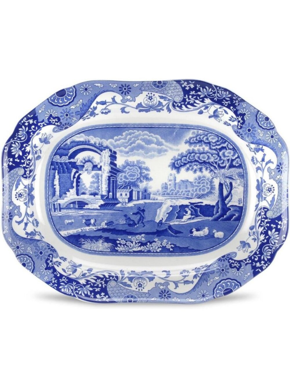 Elegant Blue Italian 14" Oval Serving Platter - Perfect for Entertaining & Decor